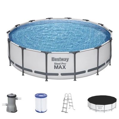 Aufstellpool - Set mit Filterpumpe Swimmingpool Garten Lichtgrau Ø 427 x 107cm - Bild 1 von 4