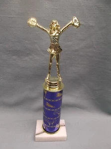 CHEERLEADING trophy award blue theme column marble base - Picture 1 of 2