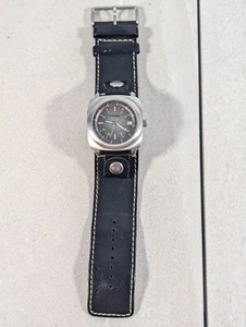 Fossil JR-8698 Silver Tone Analog Square Face Watch Genuine Black Leather Band - Picture 1 of 8