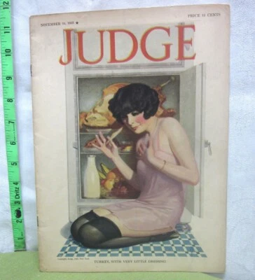 JUDGE magazine Leslie’s 1923 sexy Turkey w/ Little Dressing pin-up Enoch Bolles  - Image 1 of 4