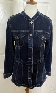 LOGO by Lori Goldstein Dark Blue Denim Jean Jacket Button Front Sz 6 - Picture 1 of 15