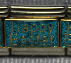 Happy Easter in Glitter Authentic Italian Charm by Casa D'Oro Enamel & 18kt Gold