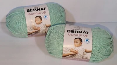TWO 4.2 & 2.93 oz Skeins Bernat BUNDLE UP yarn 74010 GREEN MIST Crochet KNIT - Image 1 of 4