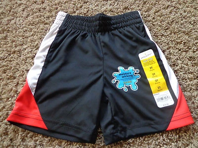 Pantalones cortos JUMPING BEANS niños nuevos con etiquetas talla 2T negro/blanco/rojo poliéster atlético Play Cool Foto 1 de 4