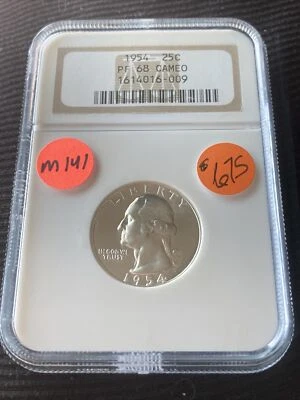 1954 Washington Quarter PR68 Cameo NGC M141 - Image 1 of 4