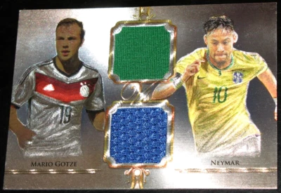 2015 Futera Vs. Dual Materials Mario Gotze Neymar Jr. Jersey Game Patches # /57 - Image 1 of 3