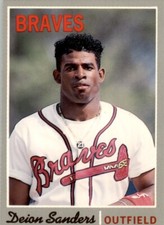 1992 Baseball Cards Magazine '70 Topps Replicas #65 Deion Sanders Braves