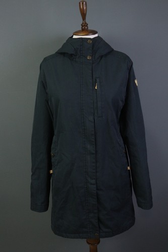 Giacca lunga Fjall Raven blu full zip G Loft Supreme con cappuccio e bottoni taglia S