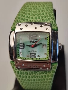 FILA Women's Unique Watch Date Leather Strap Fila Watch Green Water Resistant - Picture 1 of 14