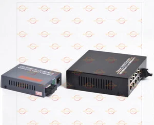 Gigabit Fiber Optic Media Converter 1 CH*SC 8 CH*RJ45 Converter Transceiver - Picture 1 of 9