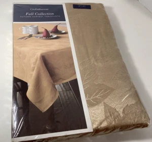 Croft & Barrow Damask Fall Leaves Oblong 60x102” Tablecloth NIP - Picture 1 of 5