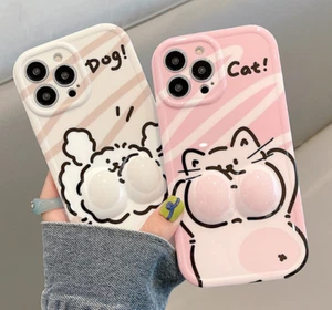 3D Glossy Cat Dog Pet Chat Chien Coque Cover Case For Iphone 15 Pro Max 14 13 12 - Photo 1 sur 7