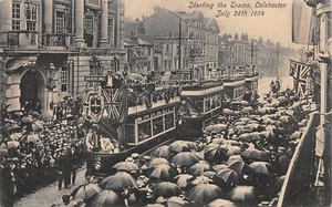 POSTAL COLCHESTER COMENZANDO LOS TRANVÍAS JULIO 1904 ESCENA ANIMADA - Imagen 1 de 2