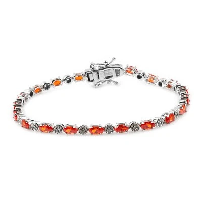 Brazalete tenis 6,65 ctw rojo circonita cúbica y circón 7,5" enchapado en platino Foto 1 de 2