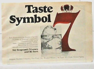 1971    Seagram's 7 Crown  Whisky  Taste Symbol    Vintage Magazine Ad - Picture 1 of 1