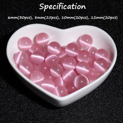 Shiny Faux Cat Eye Crystal Round Loose Bead for Jewellery Making Bracelet DIY - Image 1 of 4