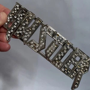 Hustler Belt Buckle Used Silver Bejeweled Men’s - Picture 1 of 4