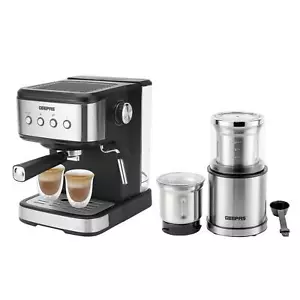 Geepas 15 Bar Espresso Cappuccino Kaffeemaschine & 200 W Kaffeemühle Set - Bild 1 von 12