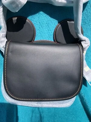 Disney COACH Patricia Saddle With Mickey Ears Black Crossbody Bag NWT 59369 - Image 1 of 4
