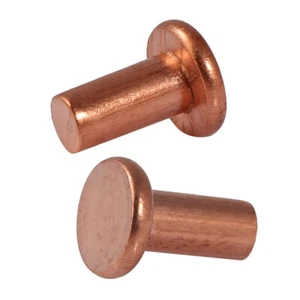 Red Copper Flat Head Rivets Solid Copper Rivets Fasteners M2 M2.5 M3 M4 M5 M6 M8 - Picture 1 of 6