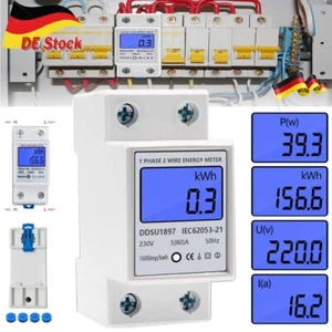 LCD Digitale Stromzähler Wechselstromzähler Hutschiene KWh Zähler Wattmeter DHL - Bild 1 von 15