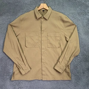 Camicia Lululemon grande con bottoni doppia tasca marrone manica lunga sovracamicia - Foto 1 di 12