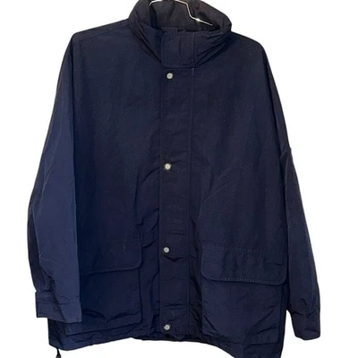 VNTG St Michael Marks & Spencer Deck Jacket Rain Navy Hood Vented Full Zip XL - Image 1 of 4