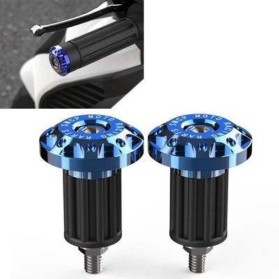 7/8'' Motor Blue Dirt Bike CNC Handlebar Grips Handle Bar End Cap Plugs Slider - Image 1 of 4