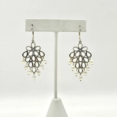 Pendientes araña de plata y perlas Lagos Foto 1 de 4