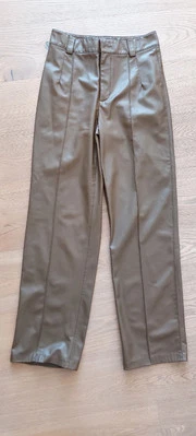 Zara Womens Brown/Khaki Faux Leather Straight Leg Trousers Size M - Image 1 of 4