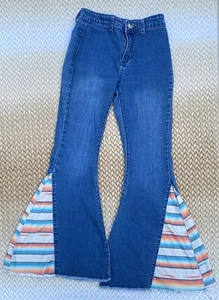 Cowgirl Hardware Jeans Girls Size 10 Flare Serape Bell Bottoms Jeans Wide Leg - Picture 1 of 8