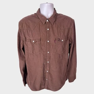 Camisa Levi's Para Hombres XL Delgada Frontal A Presión Marrón Pana - Imagen 1 de 8