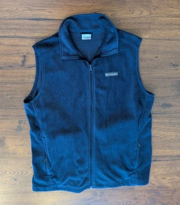 Columbia Vest Men's XLT (25" pit-pit, 30" length) Blue Fleece Pockets Full Zip - Image 1 of 4