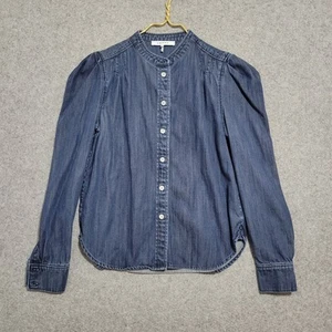Top Chambray Frame Denim donna extra small bottoni maniche a sbuffo Charlie Top - Foto 1 di 12