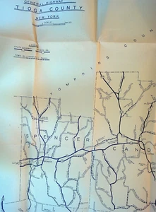 Mapa del Departamento de Obras Públicas del Condado de Tioga de Nueva York años 60 - Imagen 1 de 1
