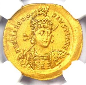 Roman Empire Theodosius II AV Solidus Gold Coin 402-450 AD - Certified NGC AU
