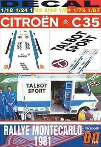 DECAL CITROEN C35 ASISTENCIA TALBOT SPORT MONTECARLO 1981 (4 PLATES) (01) - Picture 1 of 1