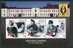 2017 Women in War MUH Mini Sheet - Adelaide STAMPEX Overprint - Foto 1 di 1