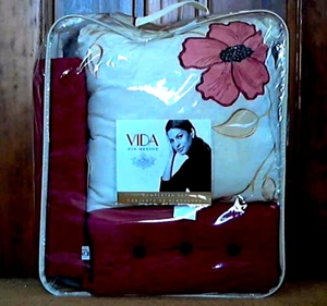 Penelope Completer Set 4 Pillows Sham Vida by Eva Mendez Red Cream Floral NWT - Picture 1 of 2