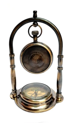 Nautical Table Clock Desk Clock Maritime Compass with Antique Gift item - Image 1 of 4