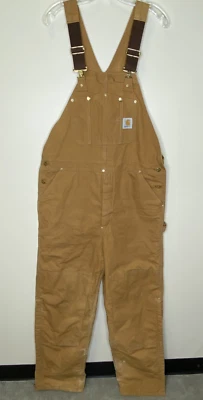 Carhartt Men's Bib Overalls Tan 40x34 Double Knee Workwear Vintage USA - Image 1 of 4
