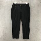 So Slimming By Chicos Ankle Skinny Pants Womens 1.5 Black Mid Rise 5 Pockes Zip
