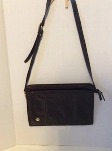 Vintage New Philippe Brown Leather Shoulder Handbag Satchel Purse - Picture 1 of 5