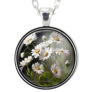 White Daisy Pendant Necklace, April Birth Flower, Handmade Jewelry Gifts - Picture 1 of 3