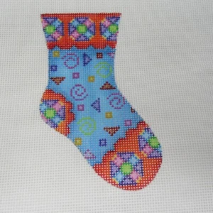 Hand Painted Needlepoint Canvas Janet Burnett Cozy Toes Sock Stocking 2151 - Picture 1 of 6