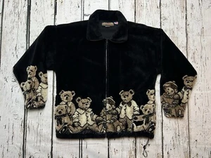 VTG Teddy Bears Cobblestone Canyon Fleece Women's Full Zip Jacket Made In USA - Picture 1 of 11