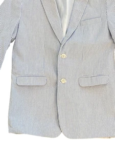 Izod Seersucker 2-Button Blazer Boys 16 Jacket Blue White Striped Spring Easter - Picture 1 of 8