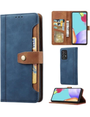 Funda tipo billetera de cuero para teléfono Samsung Galaxy A52 5G Foto 1 de 4