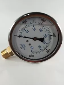 0-5000 PSI/BAR-KPA LM 4″ Liquid Filled Gauge - Picture 1 of 1