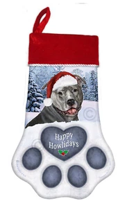 Christmas Stocking - Uncropped Blue Pit Bull Terrier - Picture 1 of 1